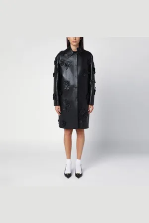 VALENTINO Leather coat with embroidery