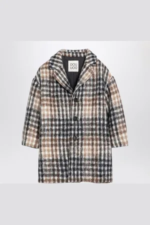 DOUUOD Hazelnut-coloured checked coat