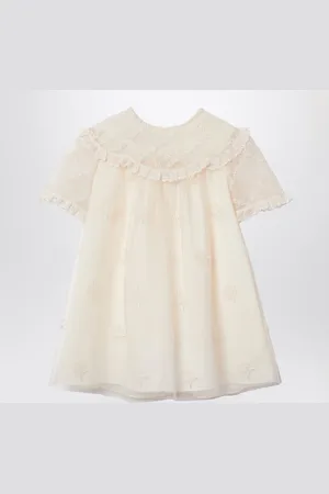 Gucci Ivory nylon tulle dress with floral embroidery
