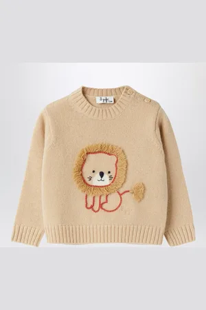 Il gufo Wool pullover with lion embroidery