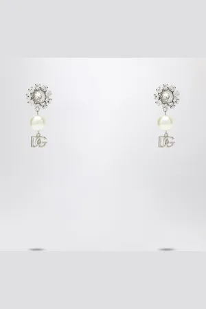 Dolce & Gabbana Pearl earrings with silver DG logo