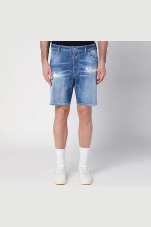 Dsquared2 Washed denim bermuda shorts with wear and tear