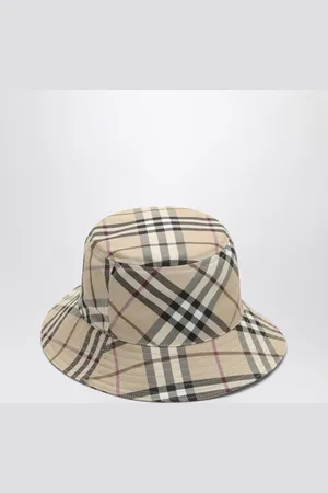 Burberry Check motif bucket hat with EKD embroidery