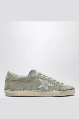 Golden Goose Gray suede sneaker super-star with glitter