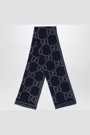 Gucci Grey/blue checked GG wool scarf