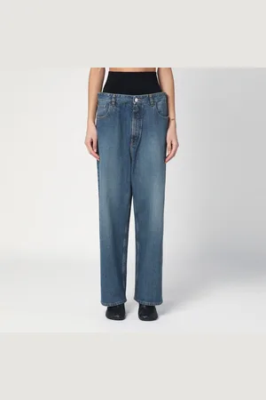 Alaïa Wide denim jeans with knitted band
