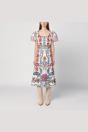 Farm Rio Midi linen dress with multi-coloured print