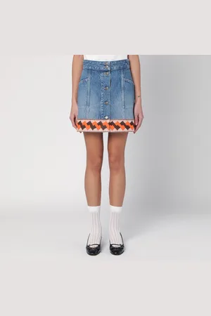 VALENTINO Denim mini skirt with jacquard trim