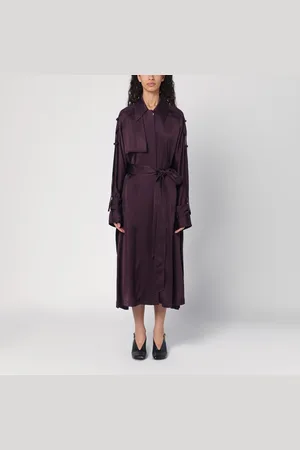 Victoria Beckham Eggplant colour single-breasted trench coat