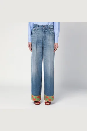 VALENTINO Washed jeans with jacquard bottoms