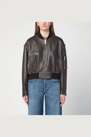 Halfboy Vintage-effect leather bomber jacket