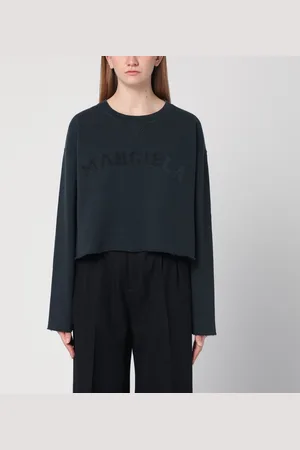Maison Margiela Cropped washed black sweatshirt with logo