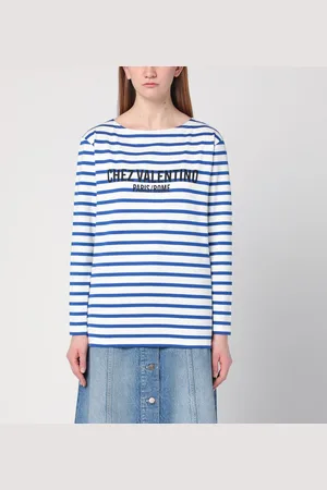 VALENTINO Ivory t-shirt with blue stripes Chez