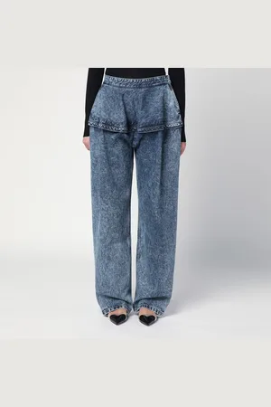Alaïa Peplum stonewashed denim jeans