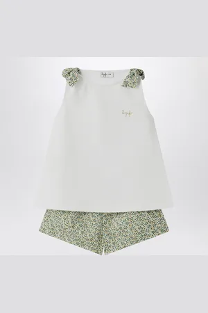 Il gufo Two-piece white set in Liberty fabric
