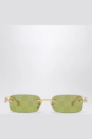 Gucci Rectangular Sunglasses in green/gold