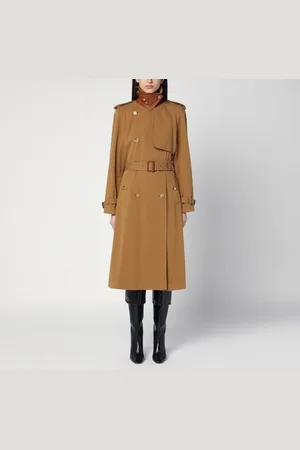 Chloé Long water-repellent beige trench coat in cotton gabardine