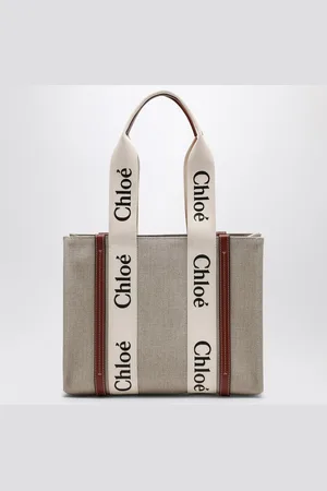 Chloé Woody medium bag in beige canvas
