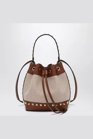VALENTINO GARAVANI Small Rockstud bucket in fabric and leather