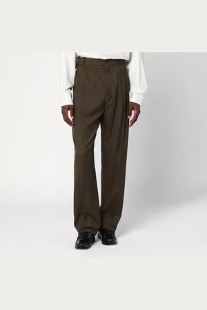 Saint Laurent Khaki-coloured wool trousers
