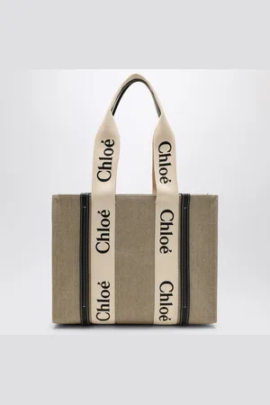 Chloé Woody medium bag in beige canvas