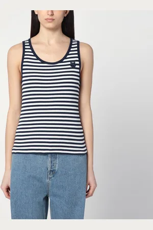 Maison Kitsuné Striped tank top navy /white with logo