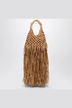 Hibourama Natural leather and raffia fringed Vannifique bag