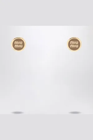 Miu Miu Caramel metal lobe earrings