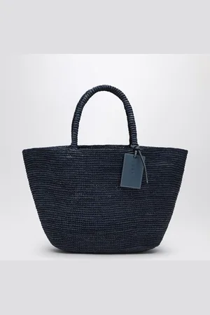 MANEBI Halfmoon navy raffia bag