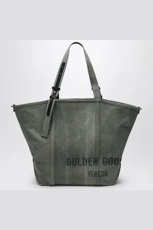Golden Goose Military green canvas shopping bag