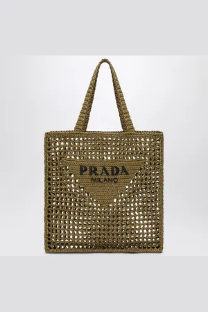 Prada Olive crochet tote bag with logo