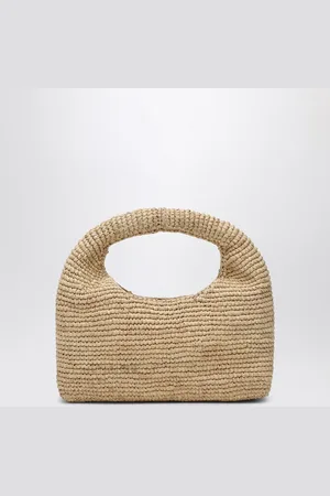 MANEBI Natural blue raffia Halfmoon bag