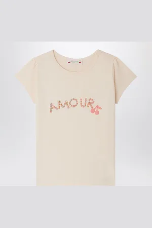 BONPOINT Capricia blush T-shirt with embroidery