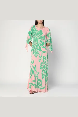 Etro Long pink/green silk beach dress
