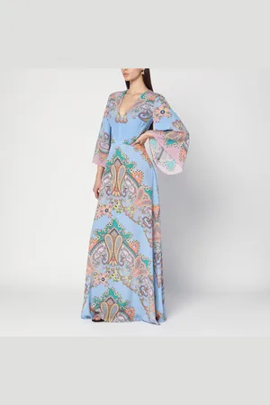 Etro Long blue dress with Paisley print