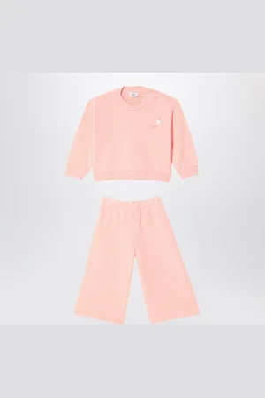 Il gufo Apricot-coloured set in cotton fleece