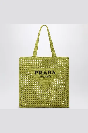 Prada Cedar-coloured crochet tote bag with logo