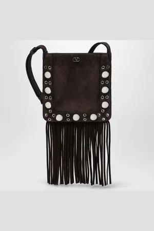 VALENTINO GARAVANI Nellcôte suede bag with fringes and studs