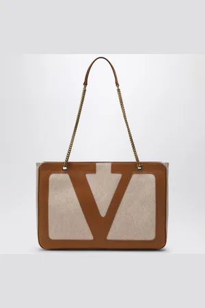 VALENTINO GARAVANI Medium Viva Superstar bag in natural/spice canvas