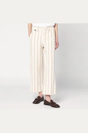 Brunello Cucinelli Striped trousers in linen and cotton