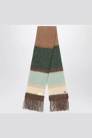 Miu Miu Striped wool scarf with fringes