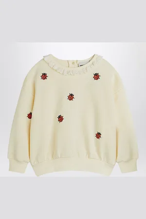 Mini Rodini Ivory sweatshirt with embroidered ladybugs