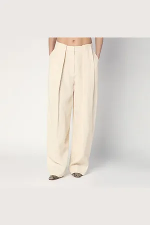 Stella McCartney Wide butter-coloured pants in linen blend