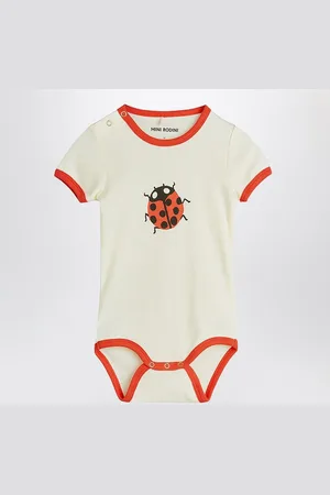 Mini Rodini Ivory/red bodysuit with ladybug