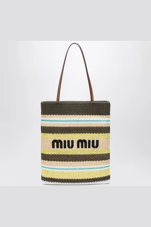 Miu Miu Multicolored raffia effect knitted shopping bag N/S