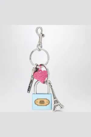 Balenciaga Keychain with lock and heart of crystals