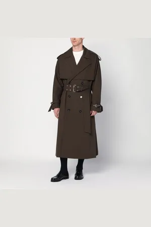 Ami Double-breasted olive wool trench