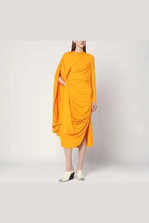 Bottega Veneta Draped dress in mandarin colour