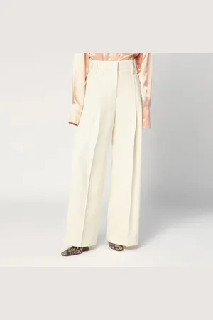 Jil Sander Wide cream trousers in silk blend