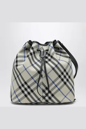 Burberry Medium bucket bag with Lichen-colour Check pattern